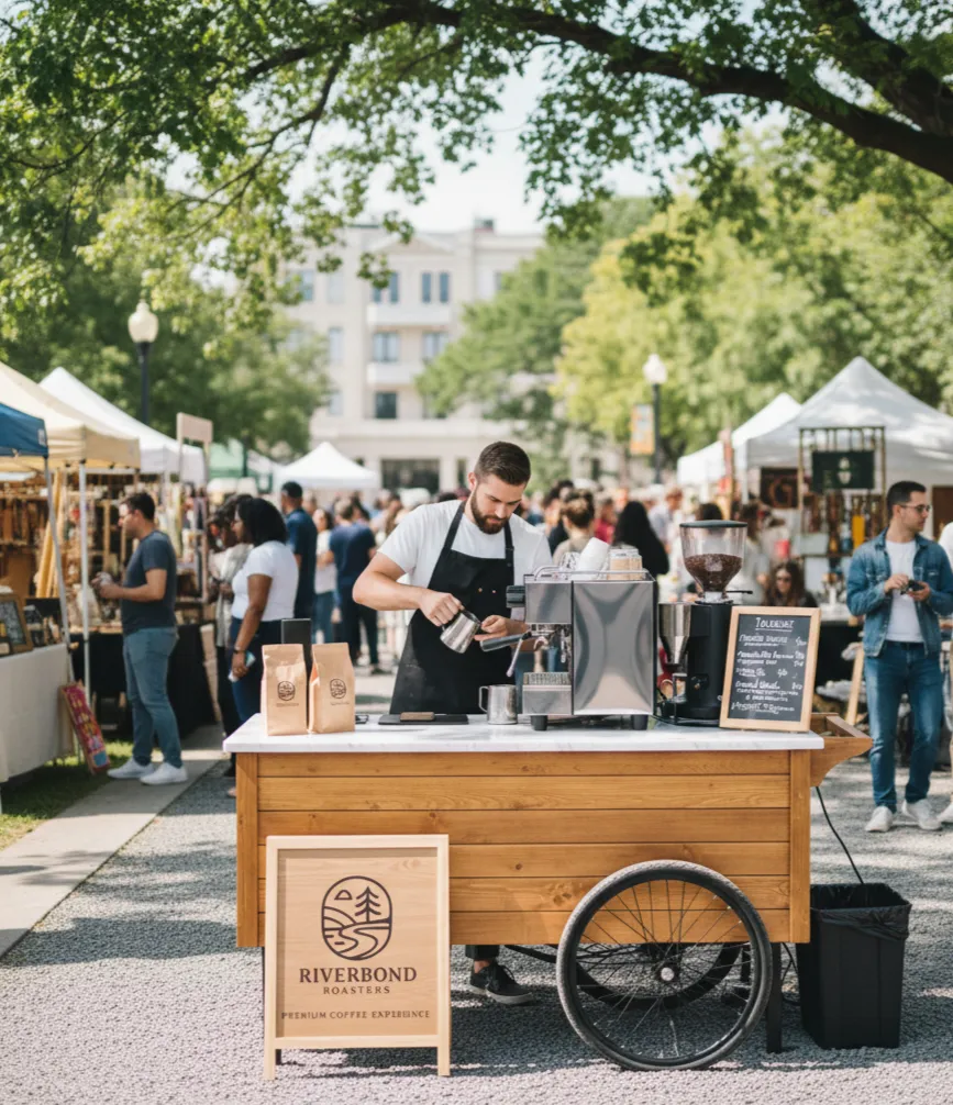 Professional mobile espresso machine setup