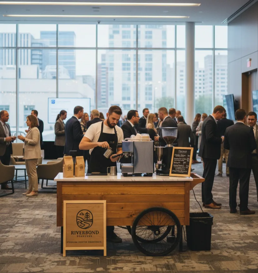 Corporate coffee service with professional barista