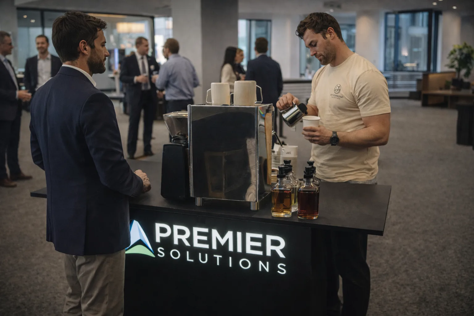 Corporate coffee service with professional barista