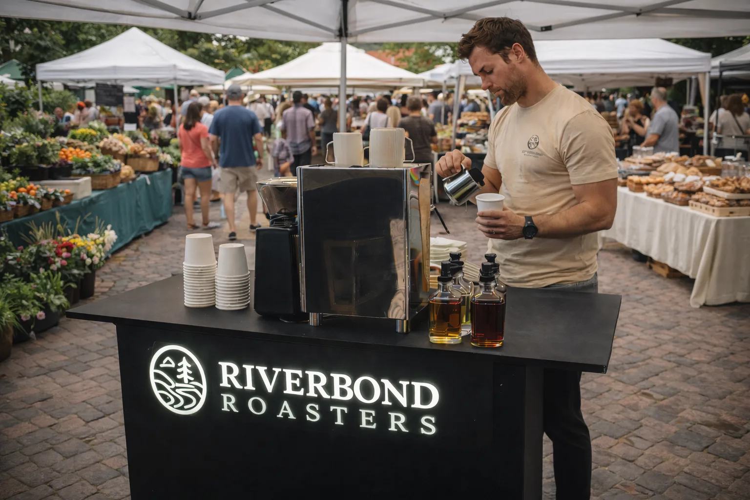 Professional mobile espresso machine setup