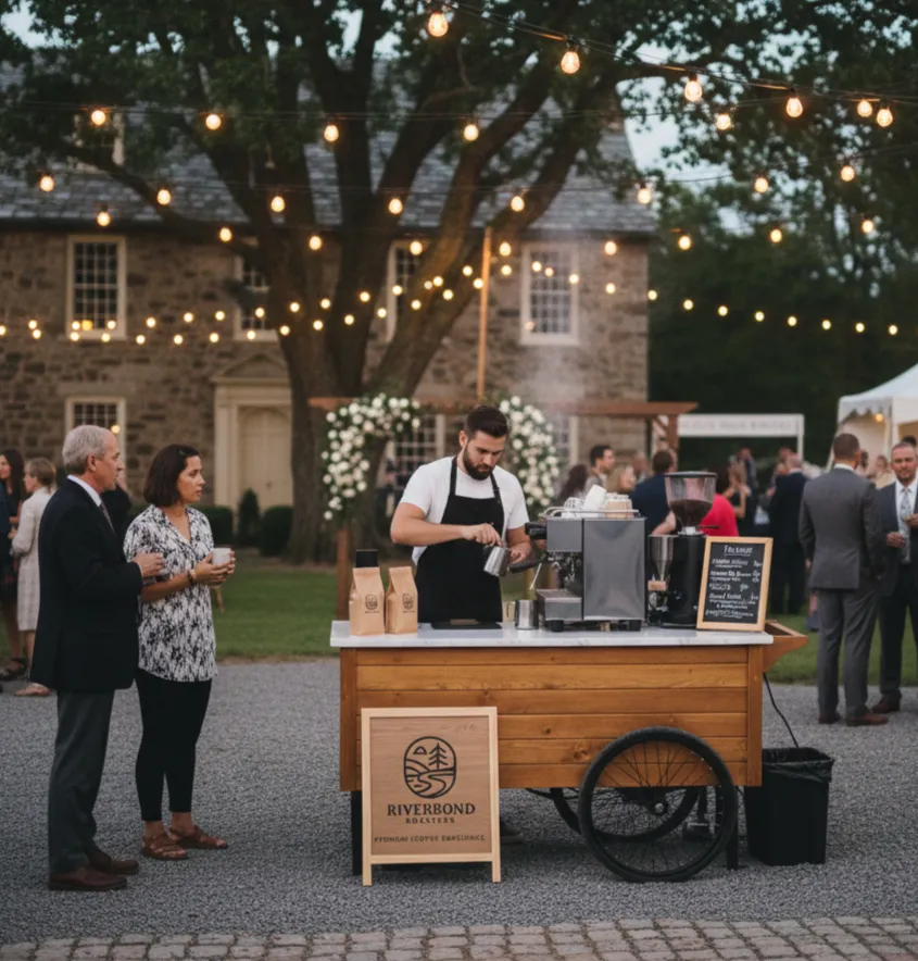 Private party with mobile coffee bar setup
